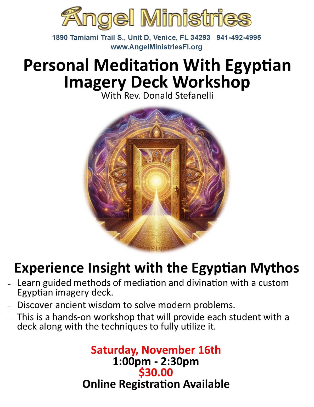 Personal Meditation With Egyptian Imagery Deck Workshop