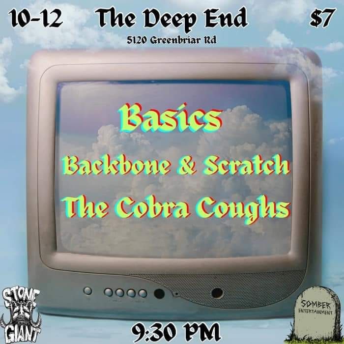 Rock night featuring Basics, Backbone and Scratch, and The Cobra Coughs