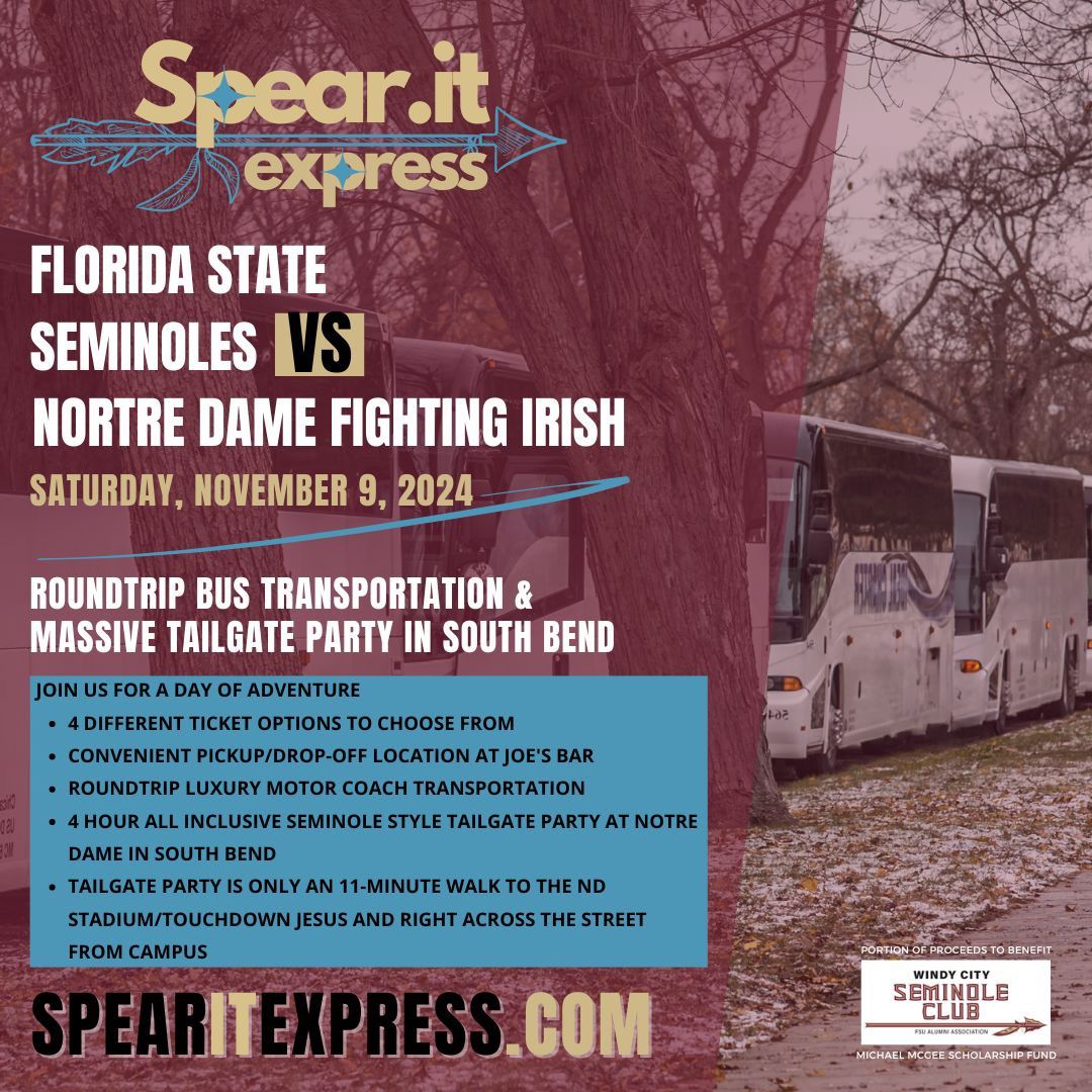 SPEAR IT EXPRESS: FSU vs. Fighting Irish Travel & Tailgate