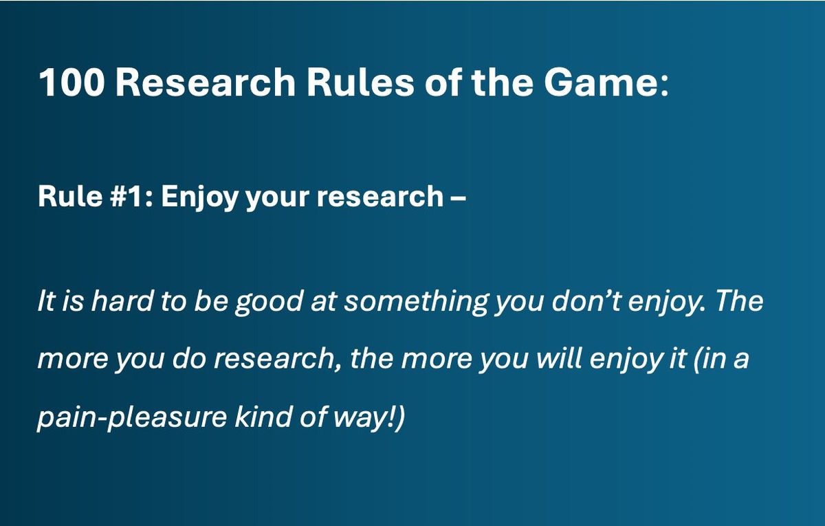 Rules of the Game: Successful Research Planning and Publishing