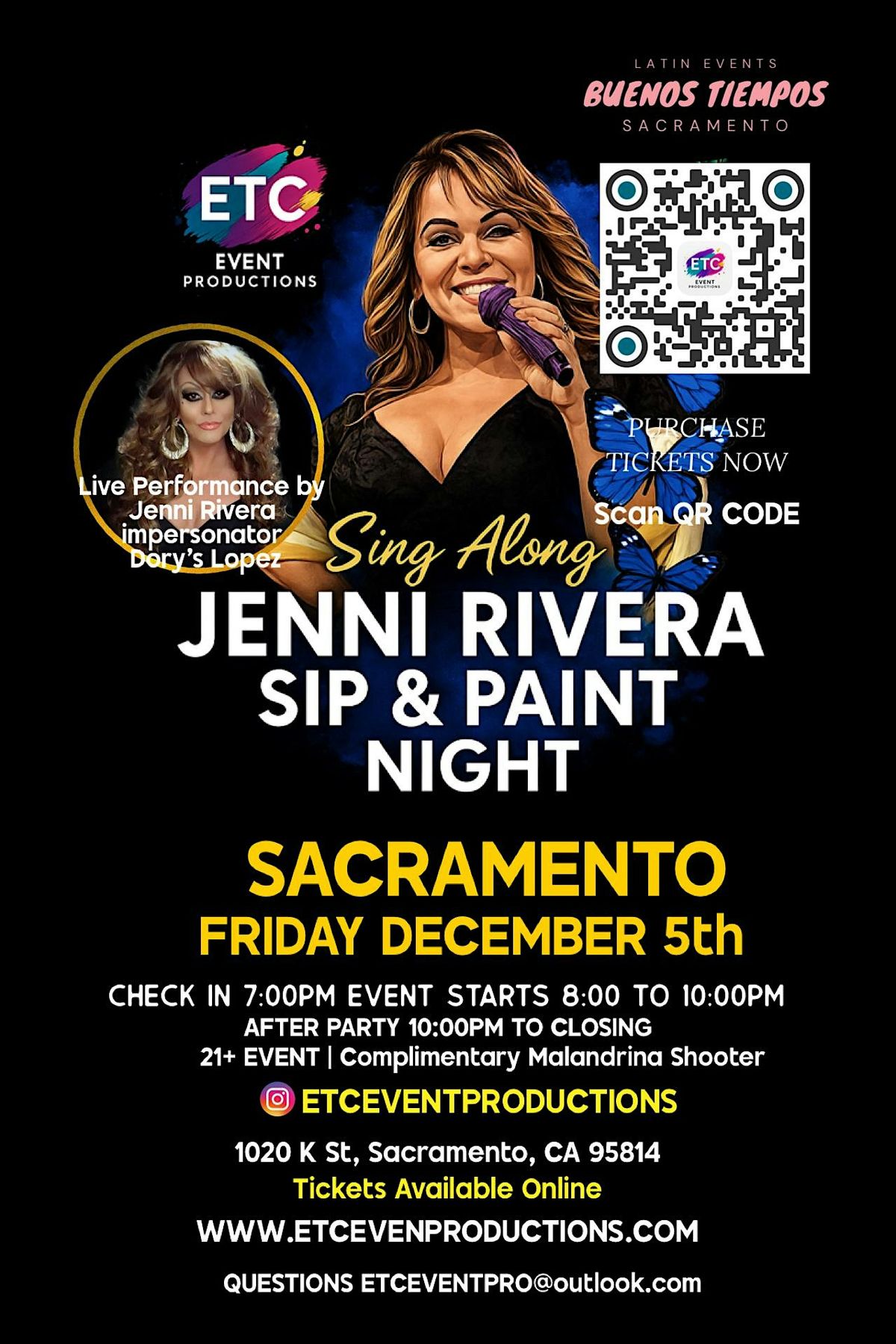 12\/5 SACRAMENTO - JENNI RIVERA SIP & PAINT WITH IMPERSONATOR SHOW