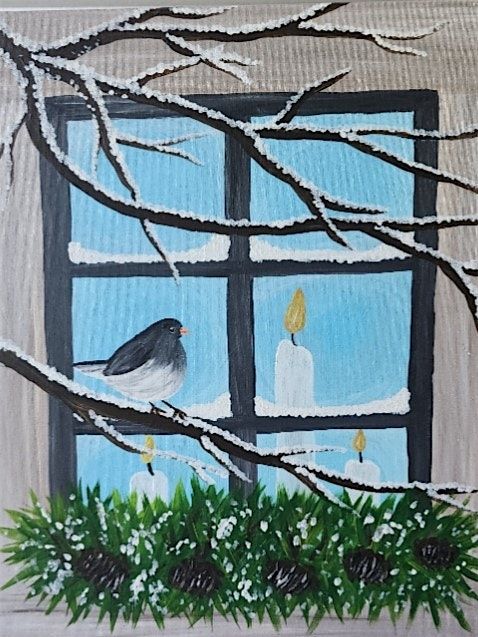 Love a beautiful winter window? Join this beautiful Winter Window painting