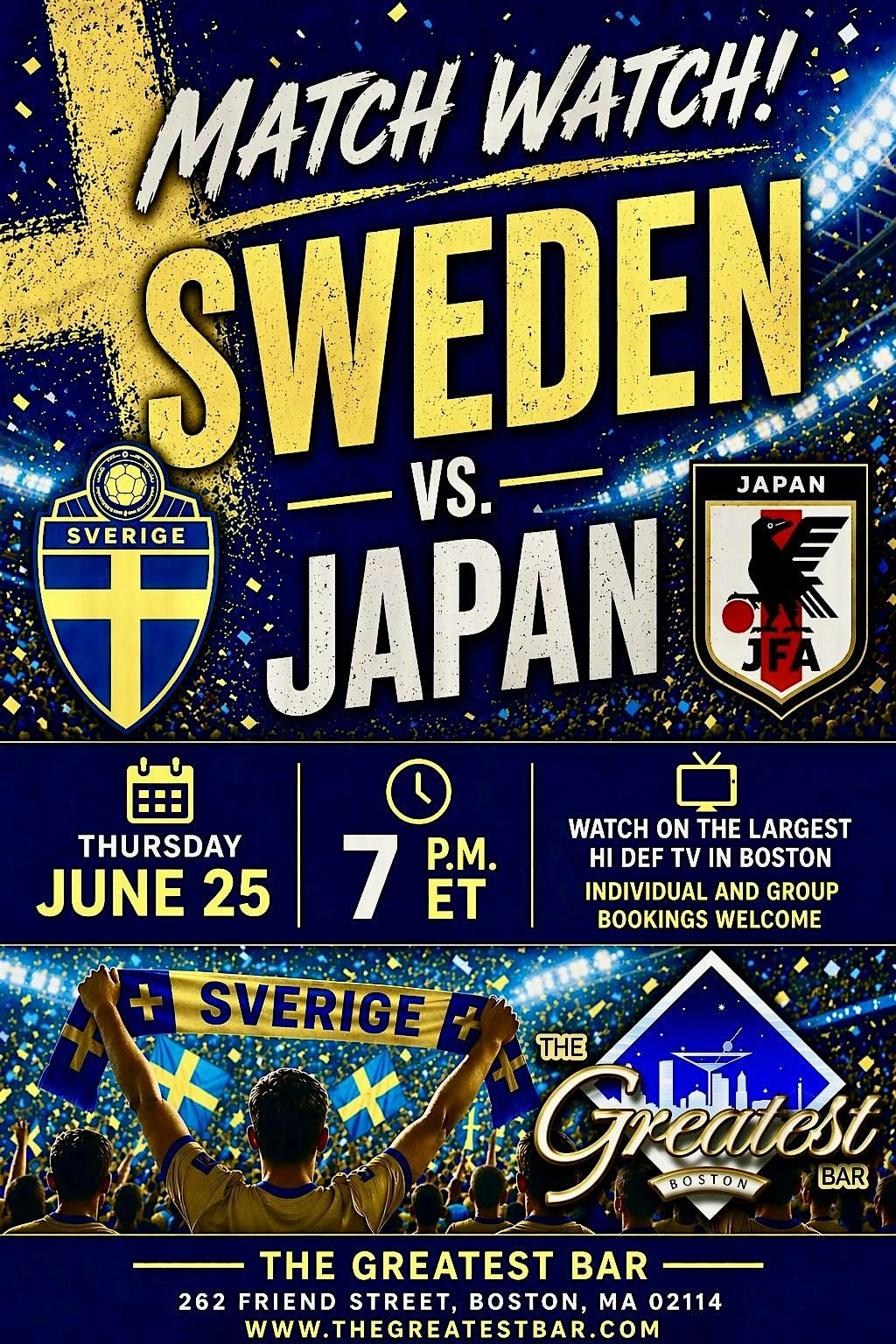 Sweden  vs Japan World Cup Watch Party at The Greatest Bar