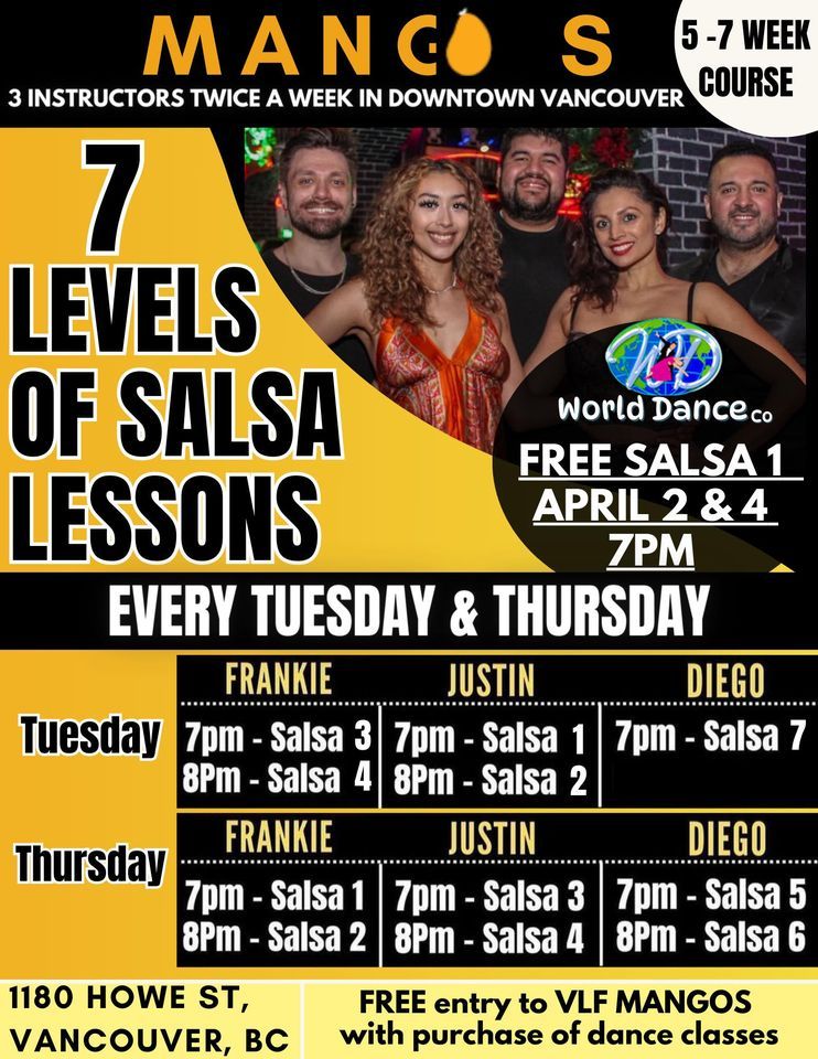 7 Levels Of Salsa in 1 Day, FREE BEGINNER SALSA - 7PM