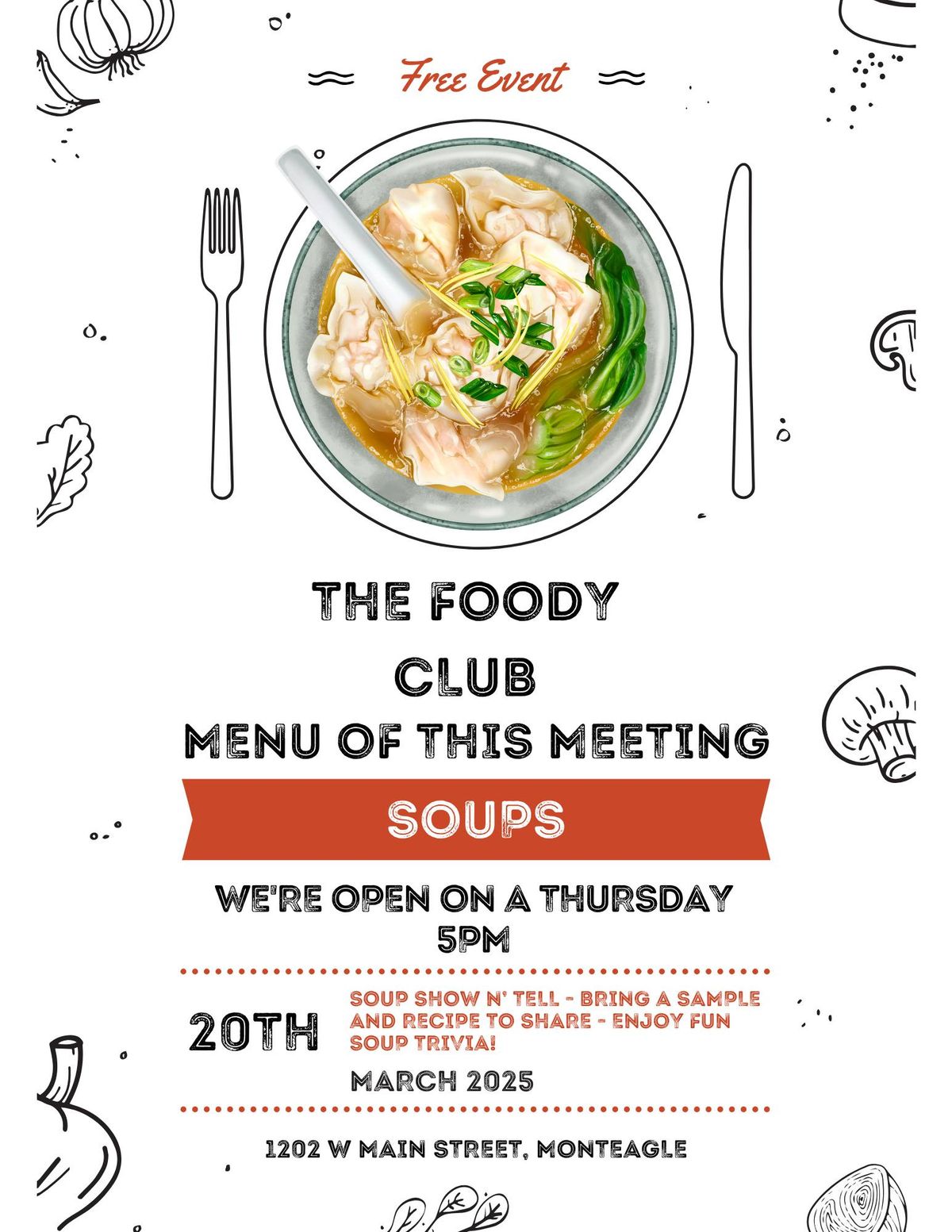 The Foody Group - Thursday, March 20th 5PM - SOUPer Night!