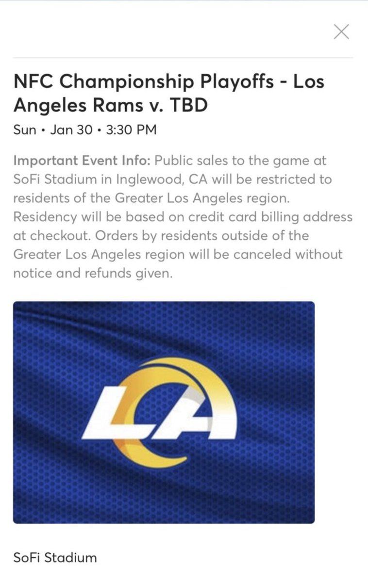 NFC Championship - TBD at Los Angeles Rams at SoFi Stadium