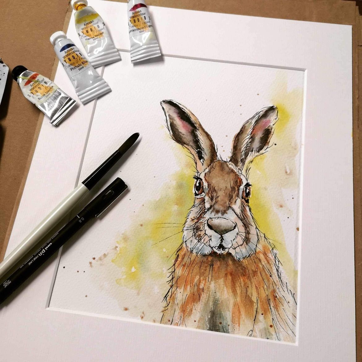 Ink & Watercolour Hare Workshop 