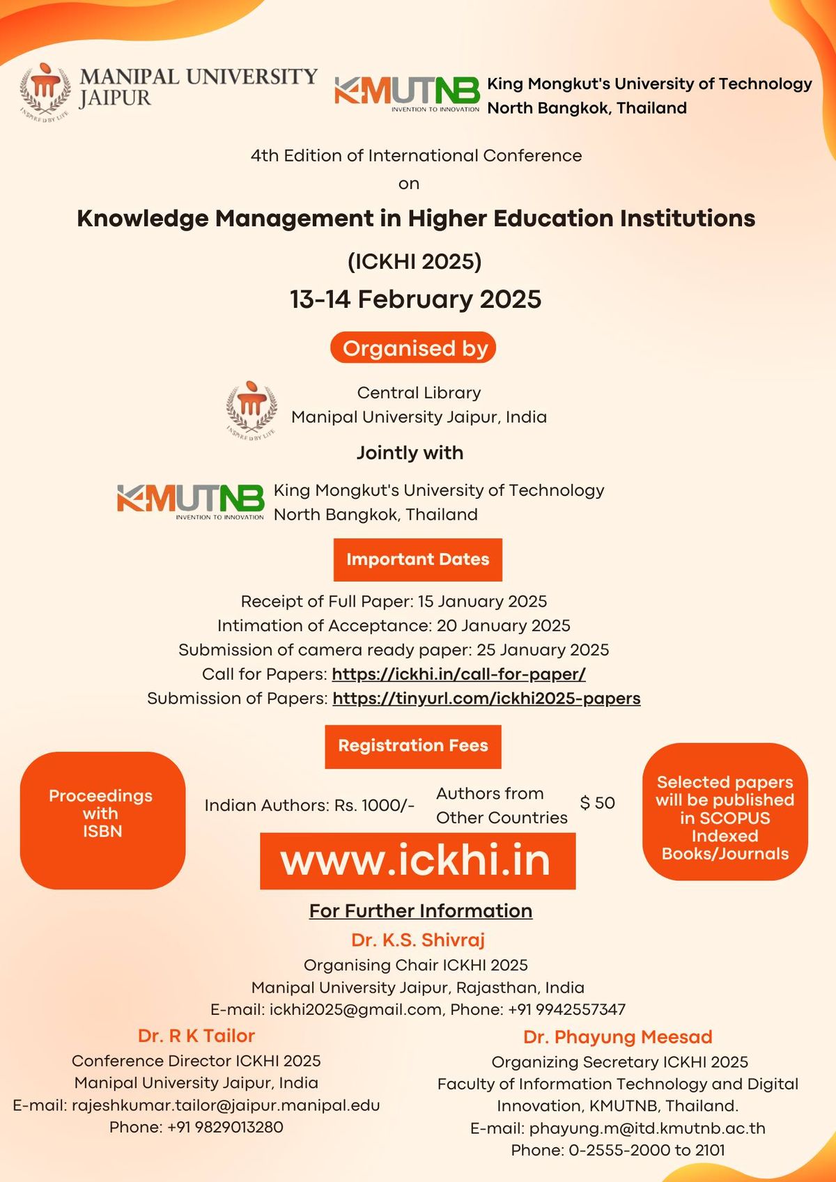 4th Edition of International Conference on Knowledge Management in Higher Education Institutions (ICKHI 2025)