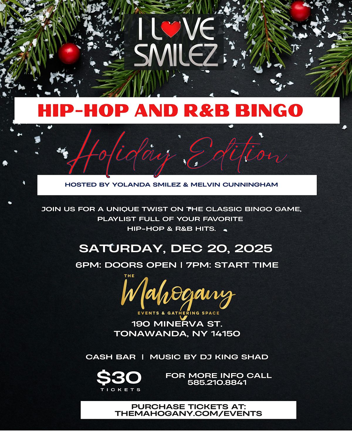 I Love Smilez  Hip-Hop And R&B Bingo - Holiday Edition