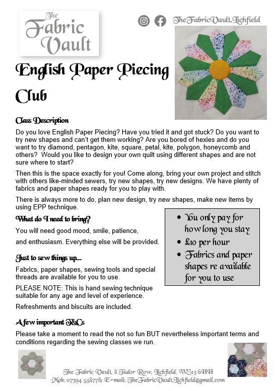 Sewing Sessions - English Paper Piecing Club