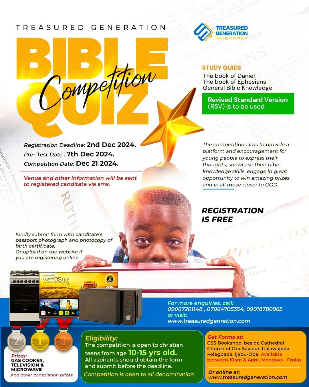 TREASURED GENERATION BIBLE QUIZ COMPETITION 