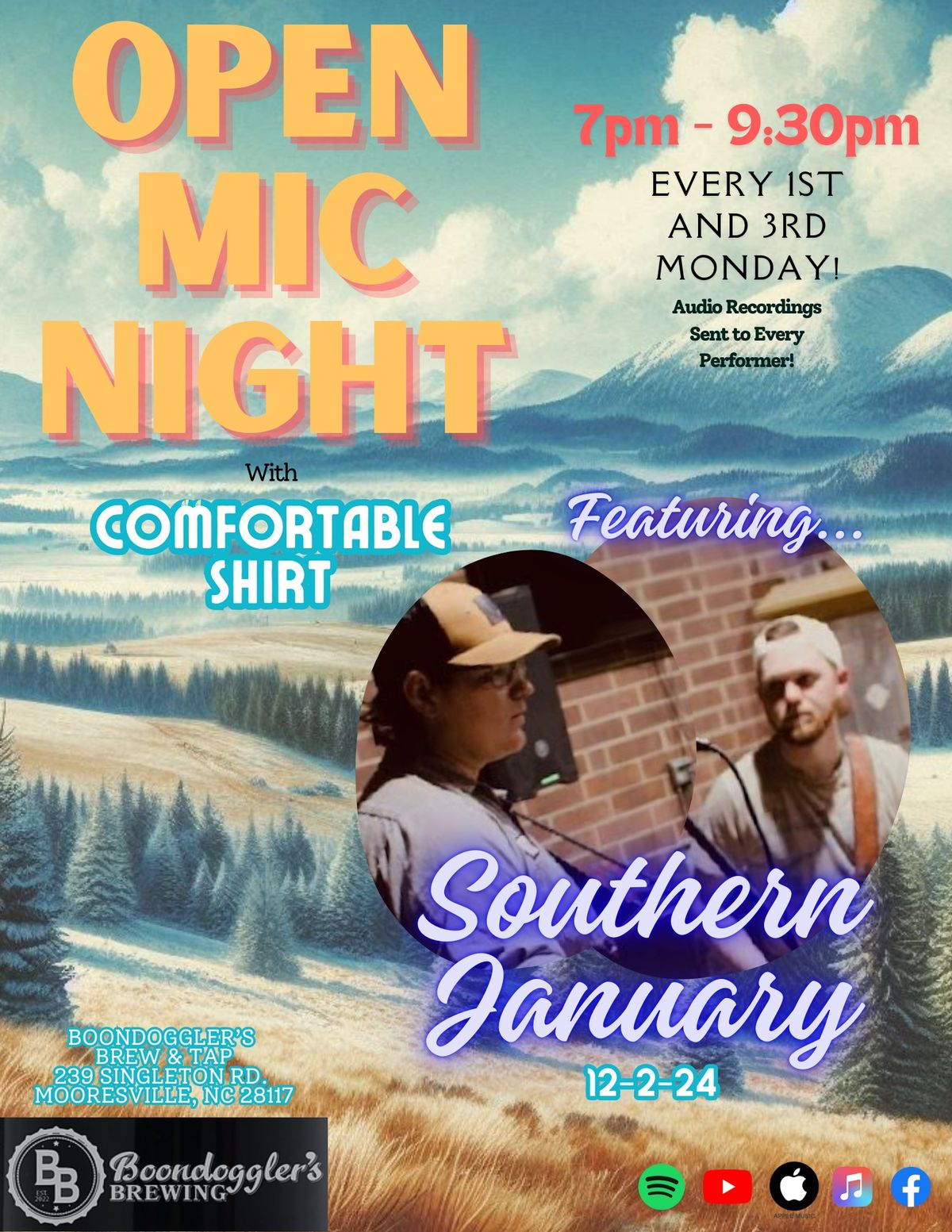 Open Mic at Boondoggler's Brewing: Featuring Southern January!