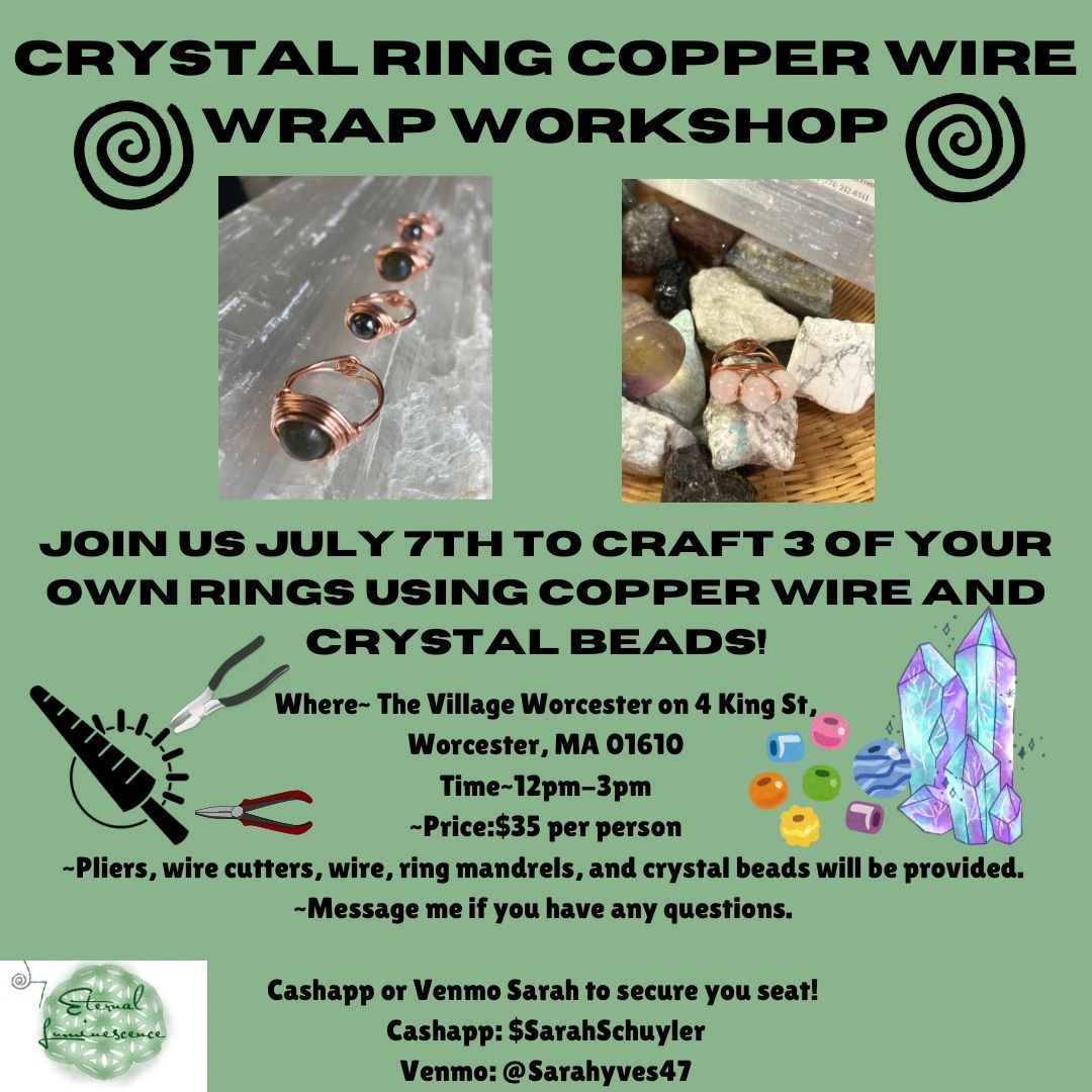 CRYSTAL BEADED COPPER WIRE WRAPPED RINGS WORKSHOP
