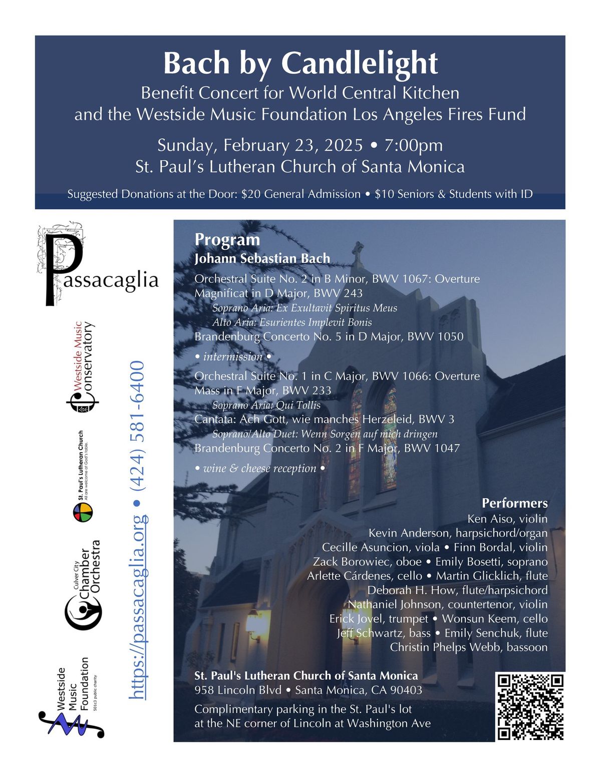 Bach by Candlelight Fundraising Concert for World Central Kitchen and WMF Los Angeles Fires Fund