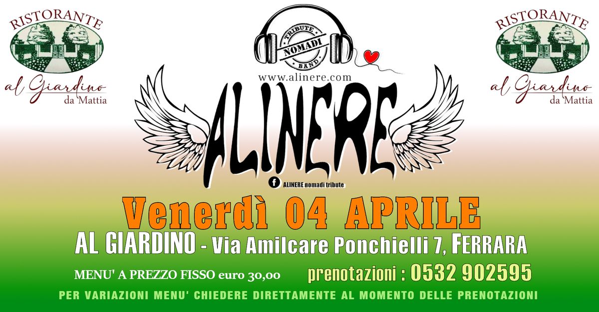 ALINERE cena+live AL GIARDINO - FERRARA