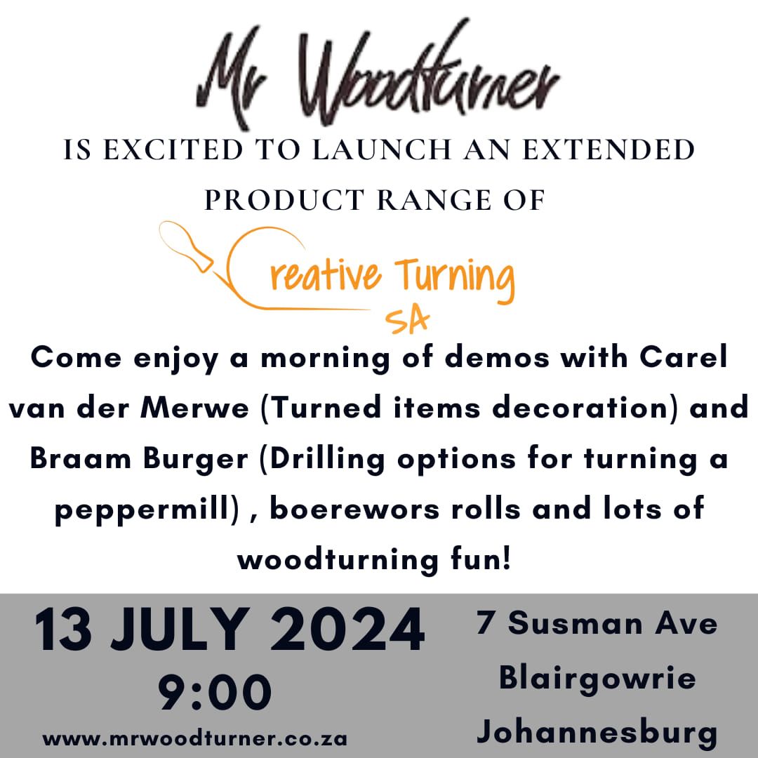 Mr Woodturner launch of extended Creative Turning SA products