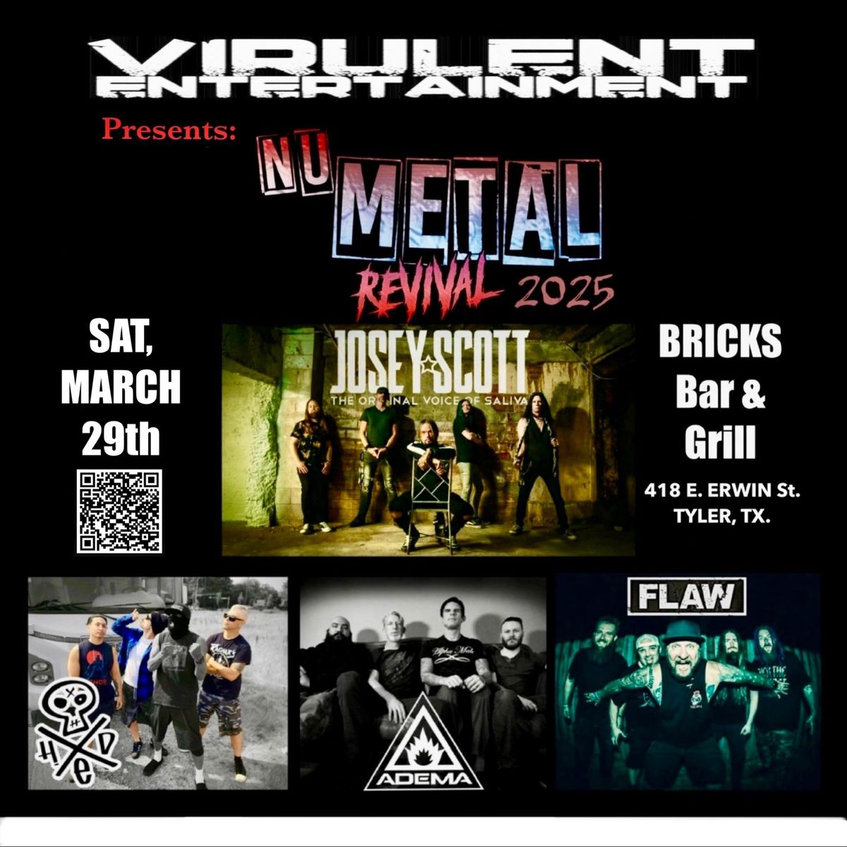 NU-METAL REVIVAL Tour \u201825 \u2022 LIVE \u2022 SAT, MARCH 29th at BRICKS Bar & Grill in TYLER, TX