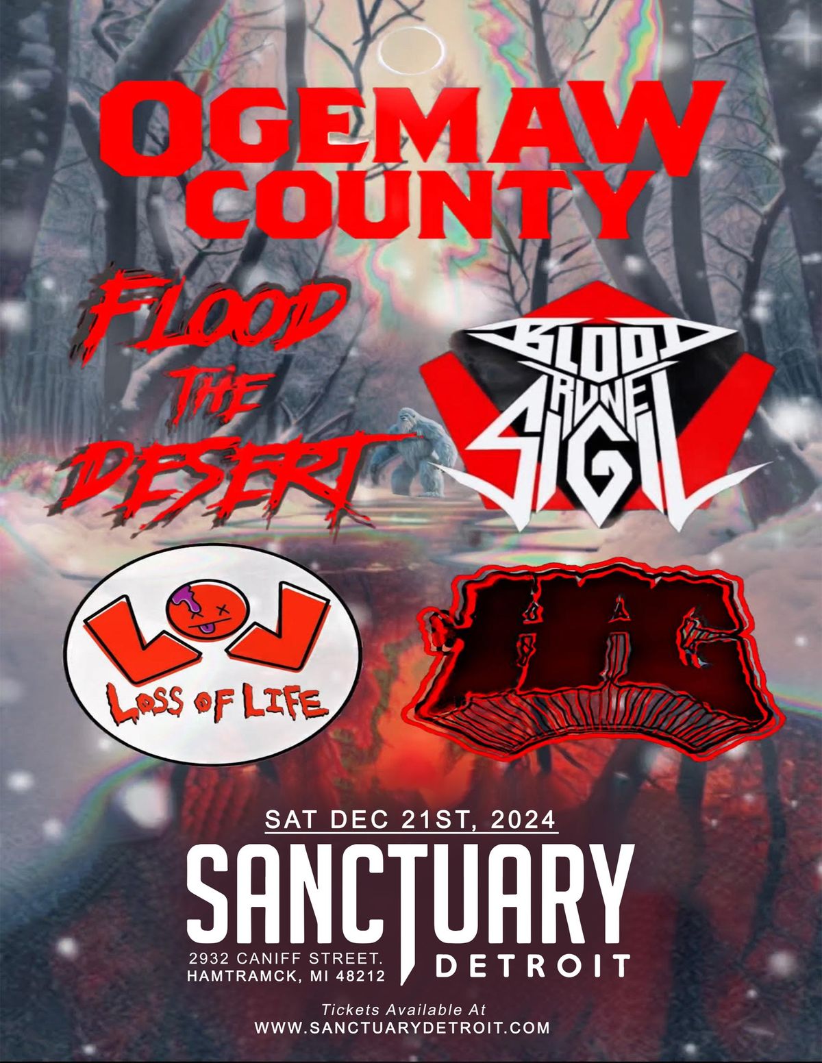 Ogemaw County, Flood The Desert, Blood Rune Sigil, Loss of Life, HAG at The Sanctuary 12\/21\/24