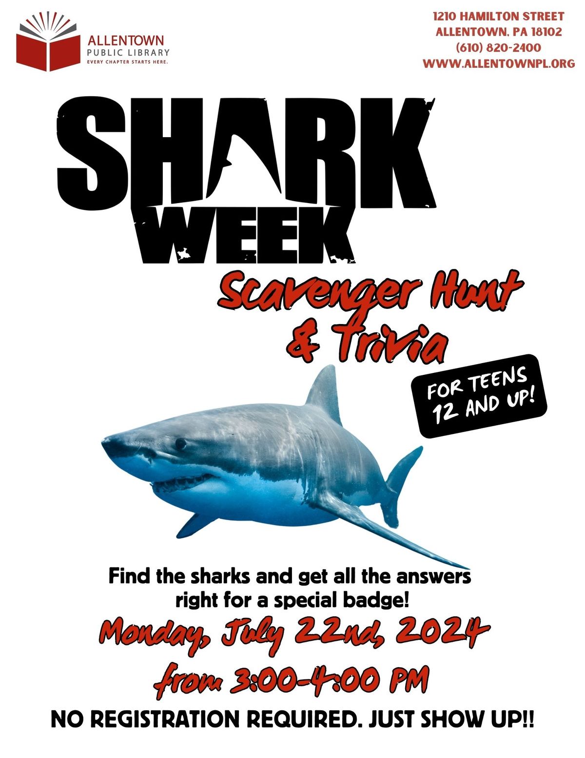 Shark Week Trivia and Scavenger Hunt (Teen Time)