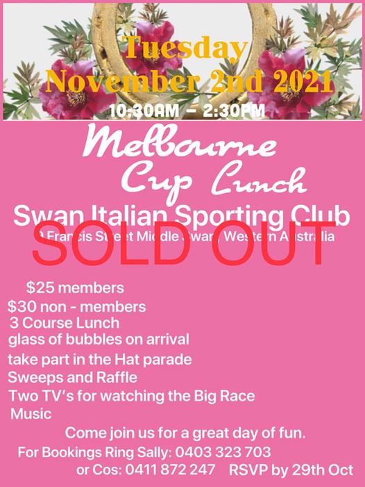 MELBOURNE CUP LUNCH 2nd November 2021