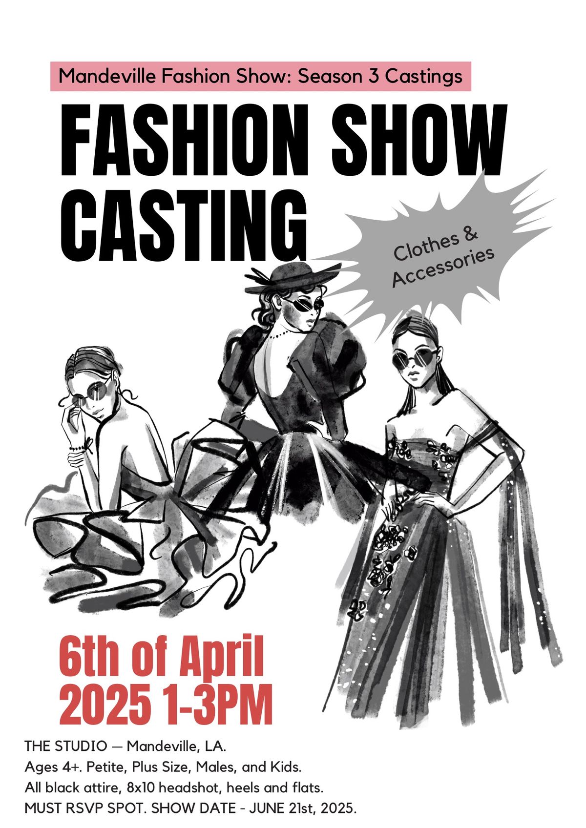 Mandeville Fashion Show Season 3 Castings - Ages 4+ 