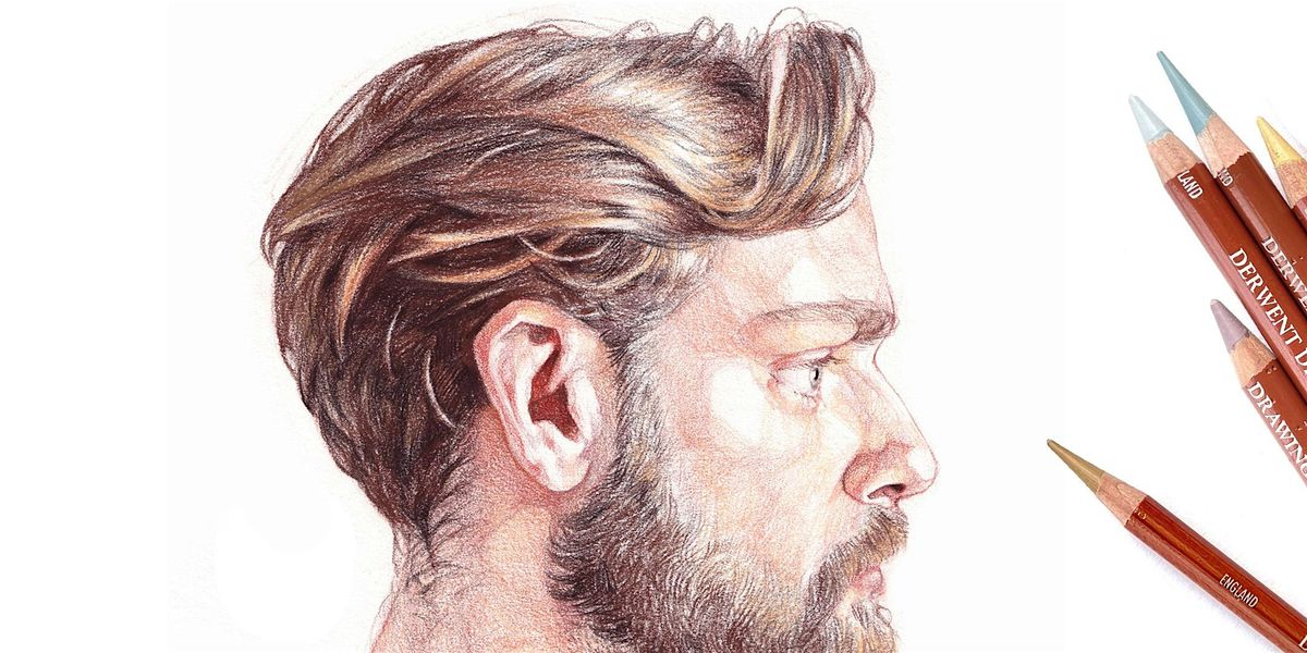 Portrait drawing in colour pencil: Jake Spicer x Derwent Drawing (aft)