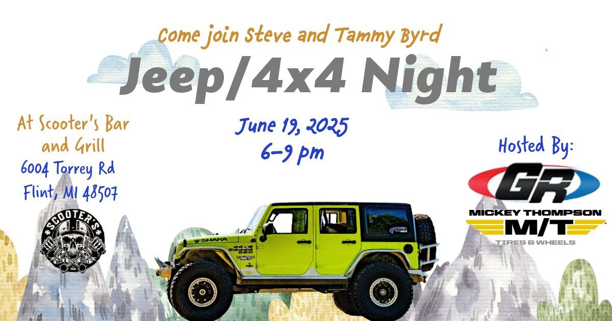 Jeep\/4x4 Night hosted by GenRight Off-Road and Mickey Thompson Tires at Scooter\u2019s Bar and Grill