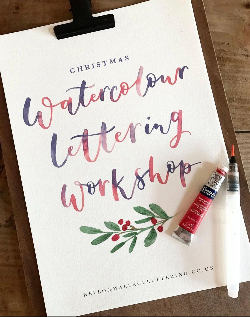 Watercolour Brush Lettering with a Christmas Twist