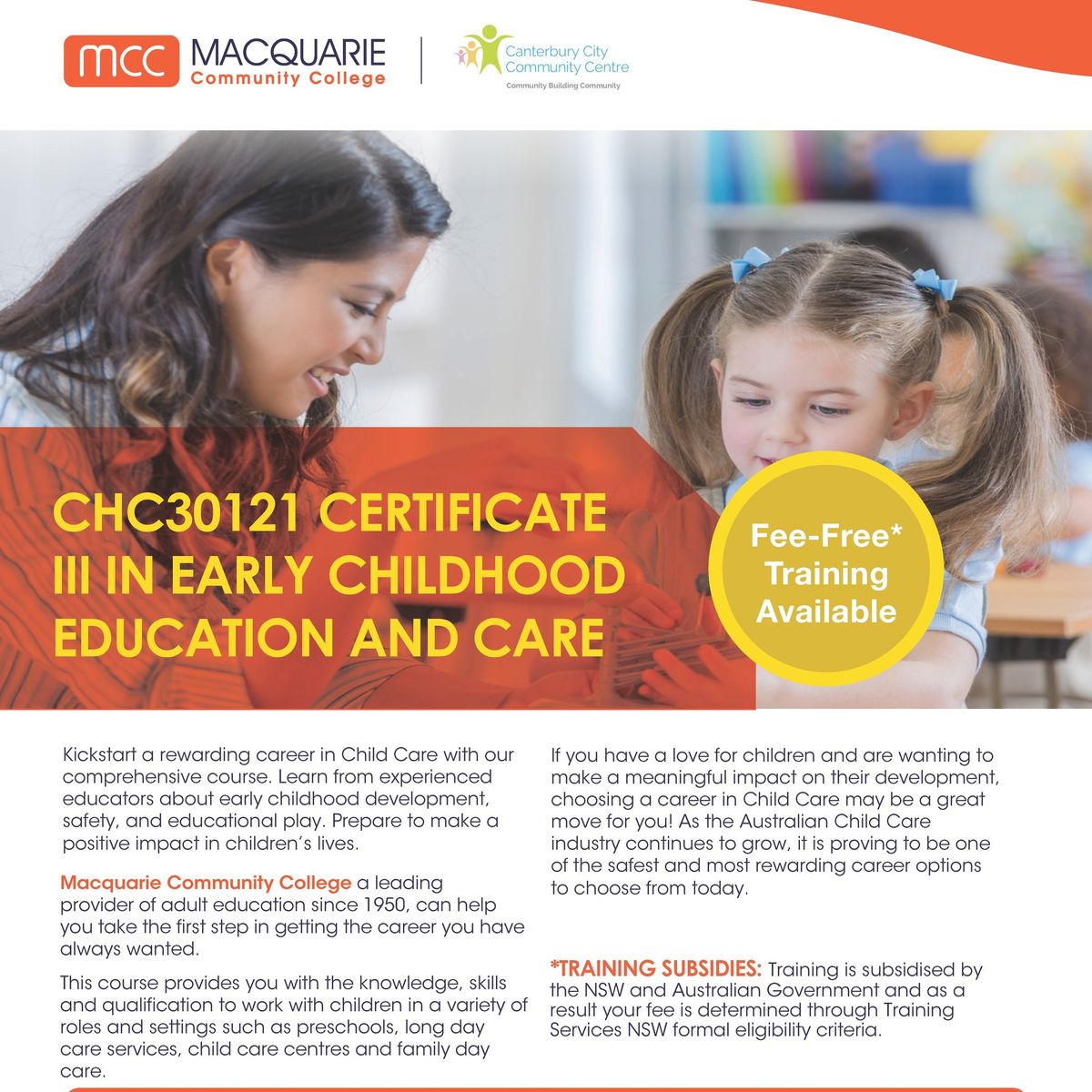 Certificate III in Early Childhood Education & Care Information Session 