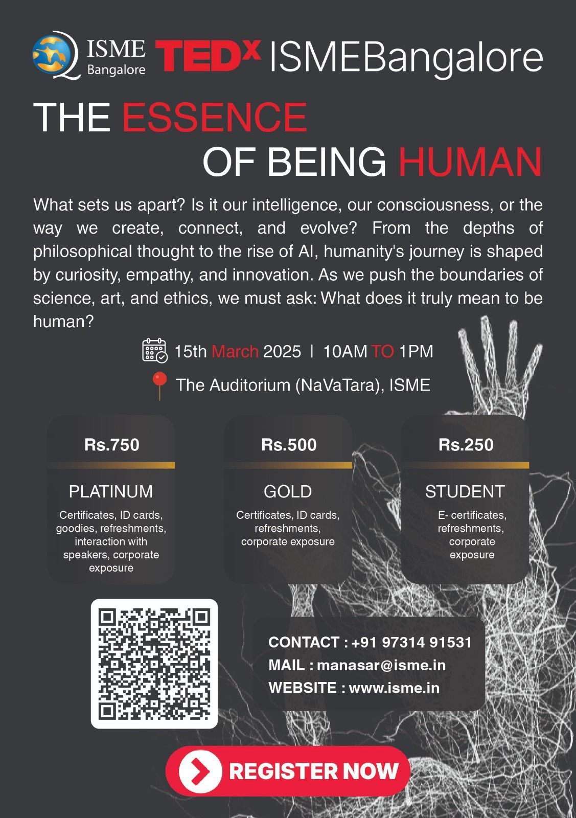 TEDx @ISME Bangalore - \u201cThe Essence of Being Human\u201d