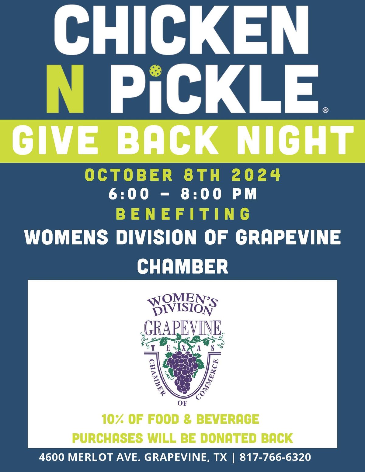 Chicken N Pickle Give Back Night