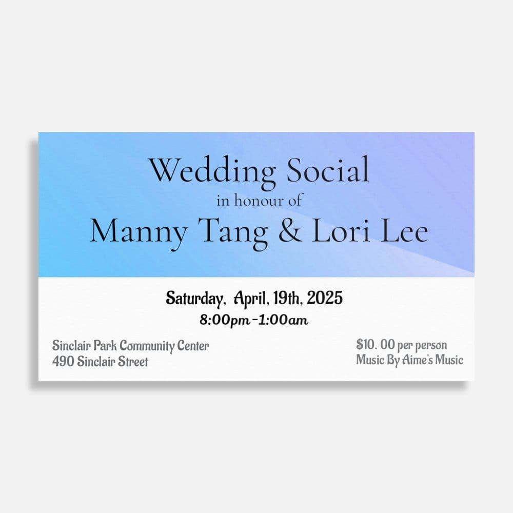 Wedding Social in Honour of Manny Tang & Lori Lee