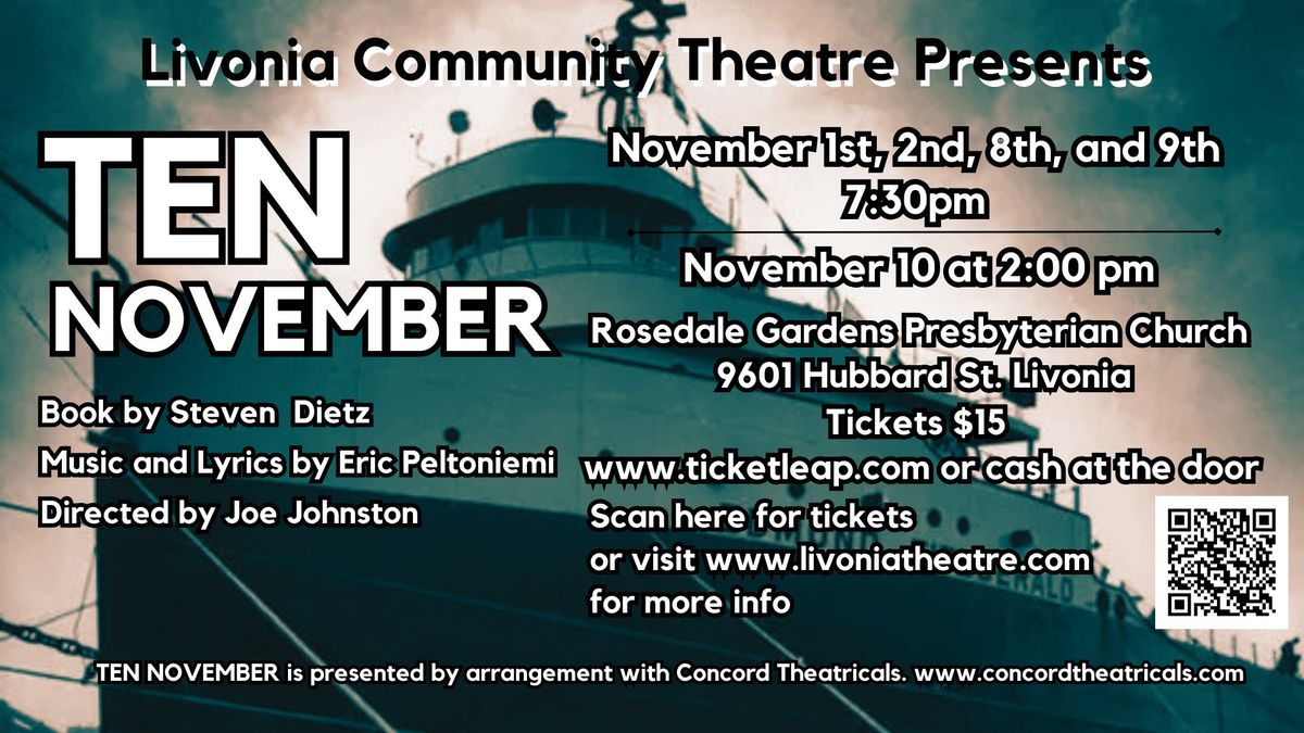 Ten November at Livonia Community Theatre