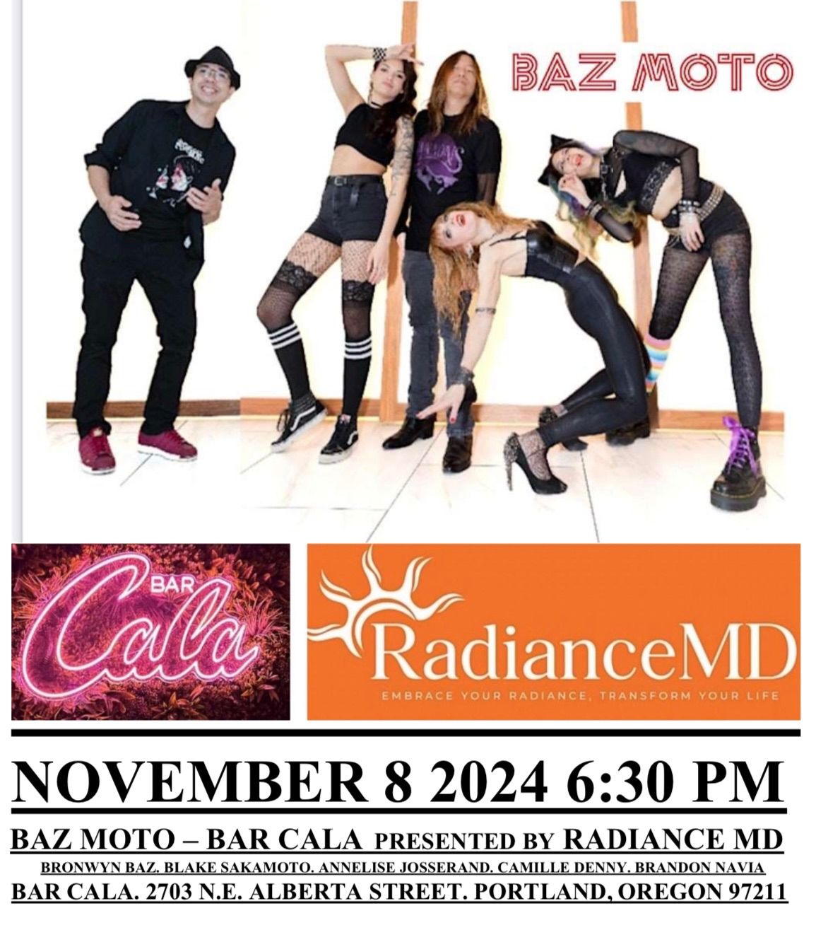 BAZ MOTO at BAR CALA presented by RADIANCE MD NOVEMBER 8 2024 6:30 PM