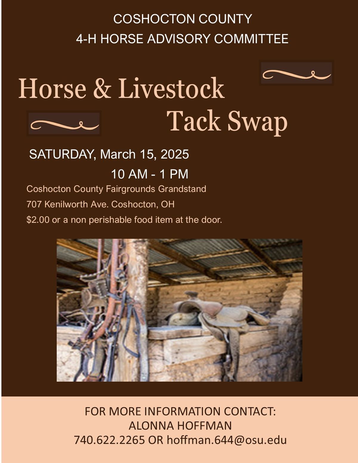 ~NEW DATE~ Coshocton County 4-H Horse Advisory Committee Horse & Livestock Tack Swap