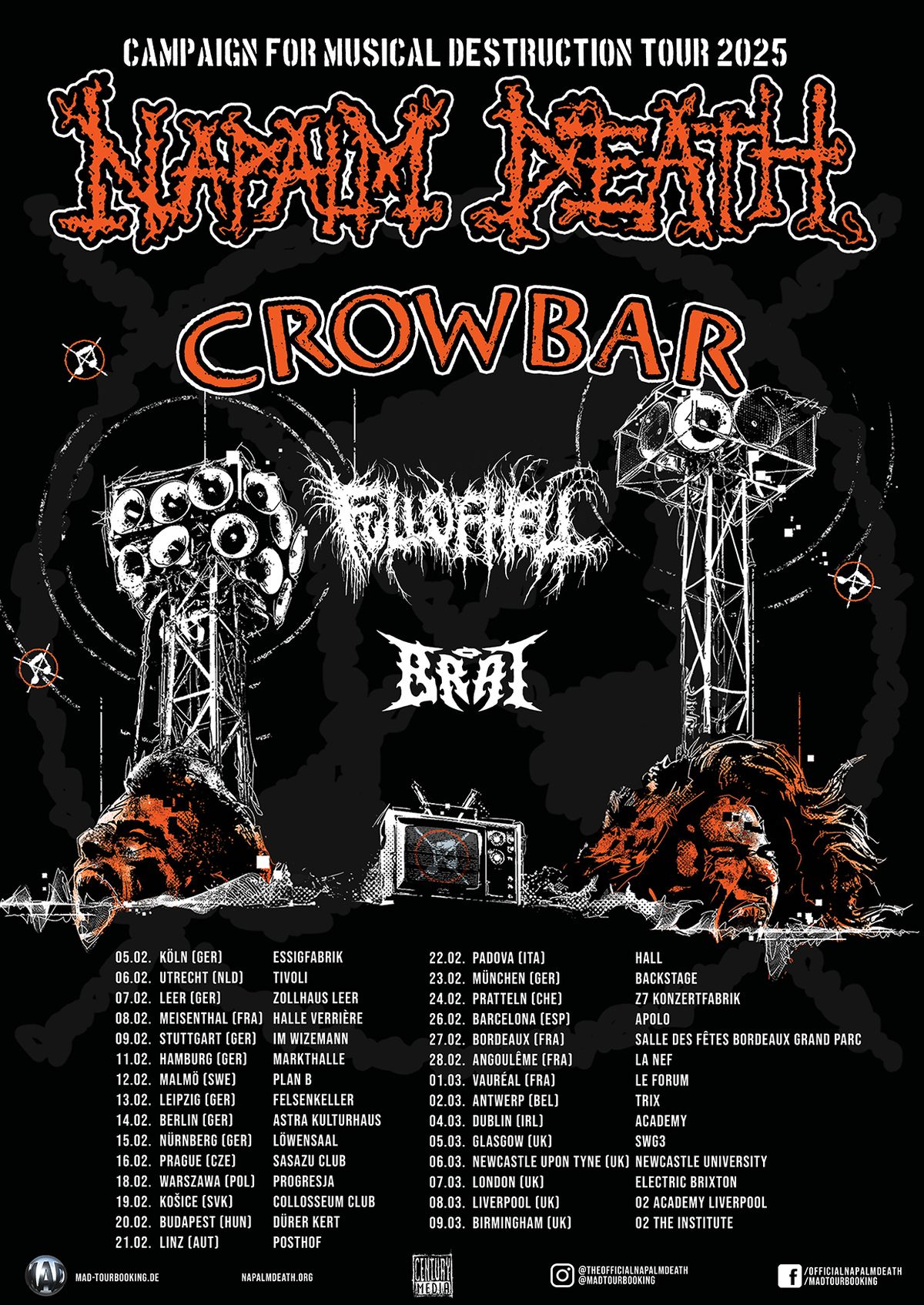 CAMPAIGN FOR MUSICAL DESTRUCTION I Napalm Death +Crowbar + Full of Hell + Brat | N\u00fcrnberg 