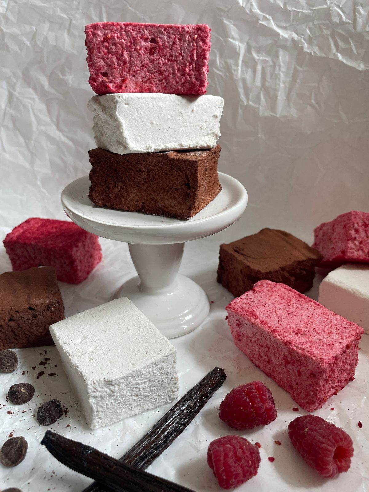 NEW! Raspberry, Chocolate and Vanilla Bean Marshmallows with Hot Cocoa Mix