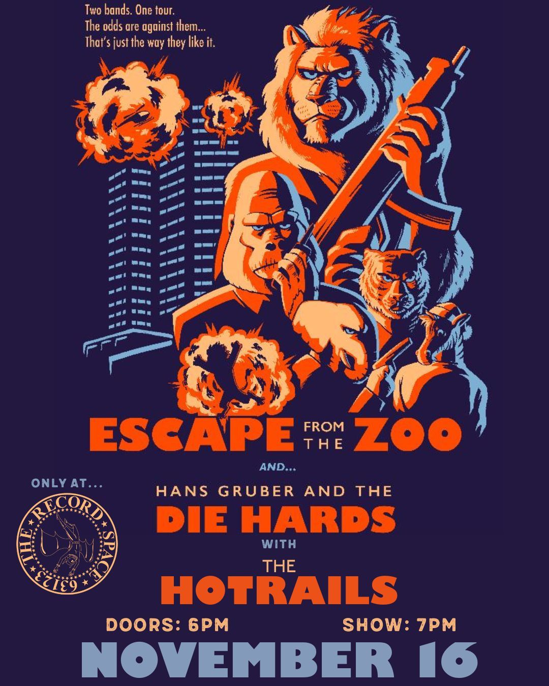 Escape From The Zoo \/ Hans Gruber And The Die Hards \/ The Hotrails @ The Record Space