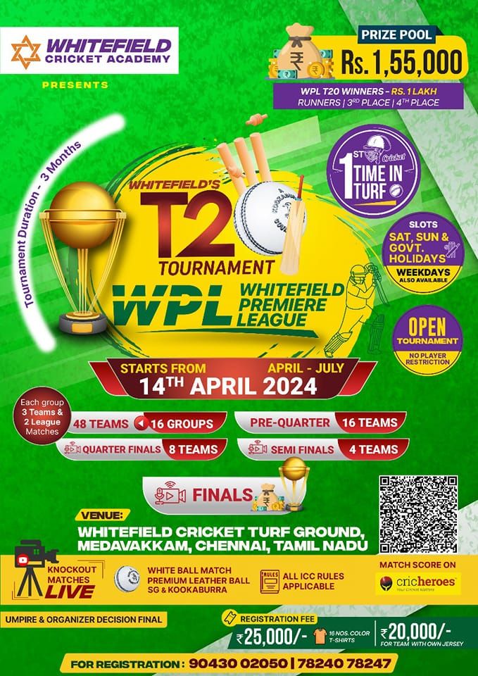 WPL-T20 ( WHITEFIELD CRICKET PREMIERE LEAGUE SESSIONS I)