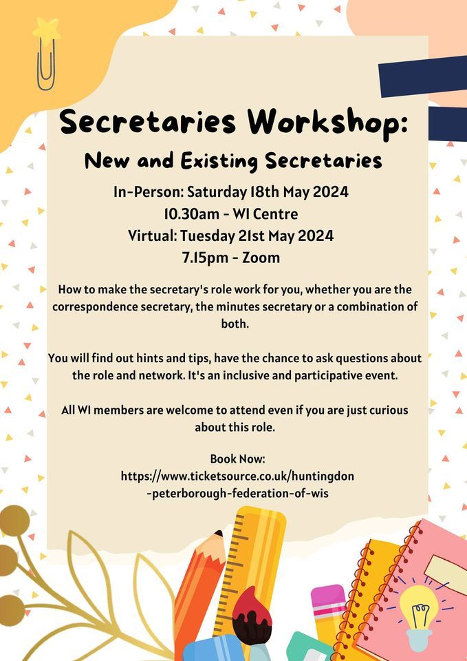 Secretaries Workshop - In Person