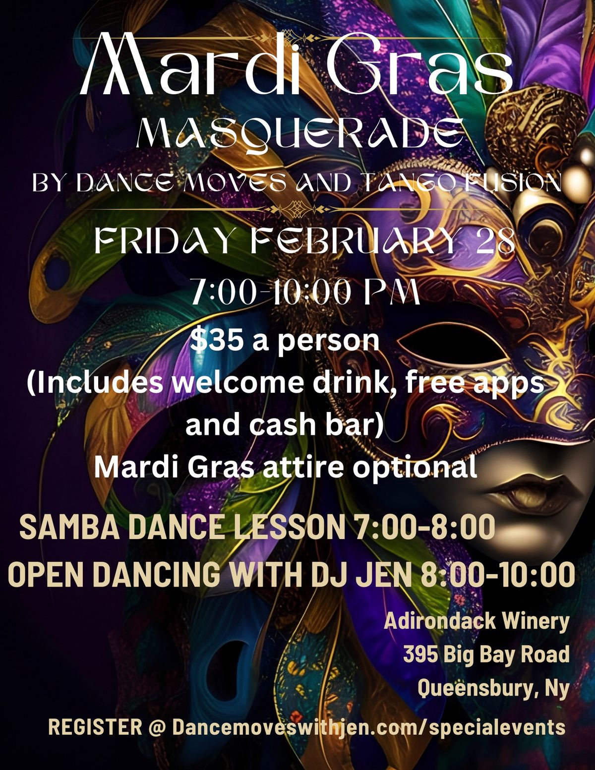 Mardi Gras Masquerade Dance Party