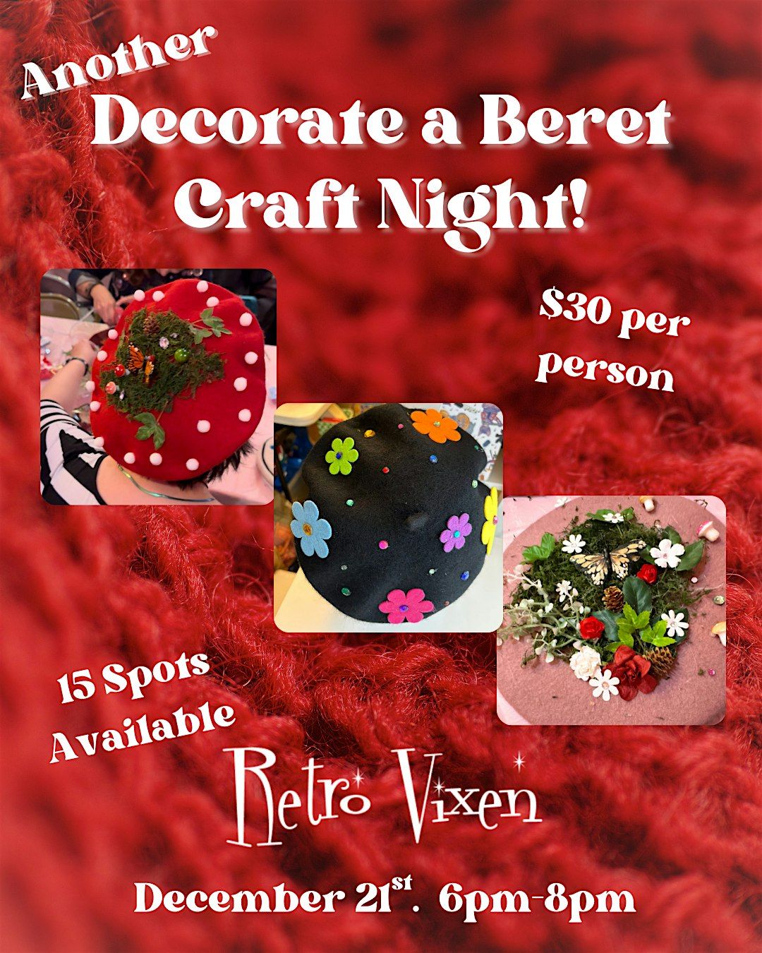 Another Craft Night At Retro Vixen: Decorate a beret!
