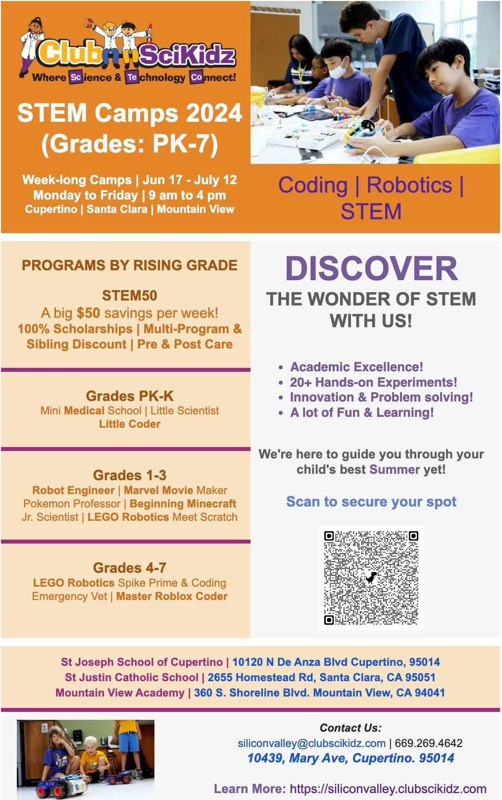 STEM | Coding | Robotics Camps | Grades PK-7 | Memorial Day Special $50 savings with code STEM50