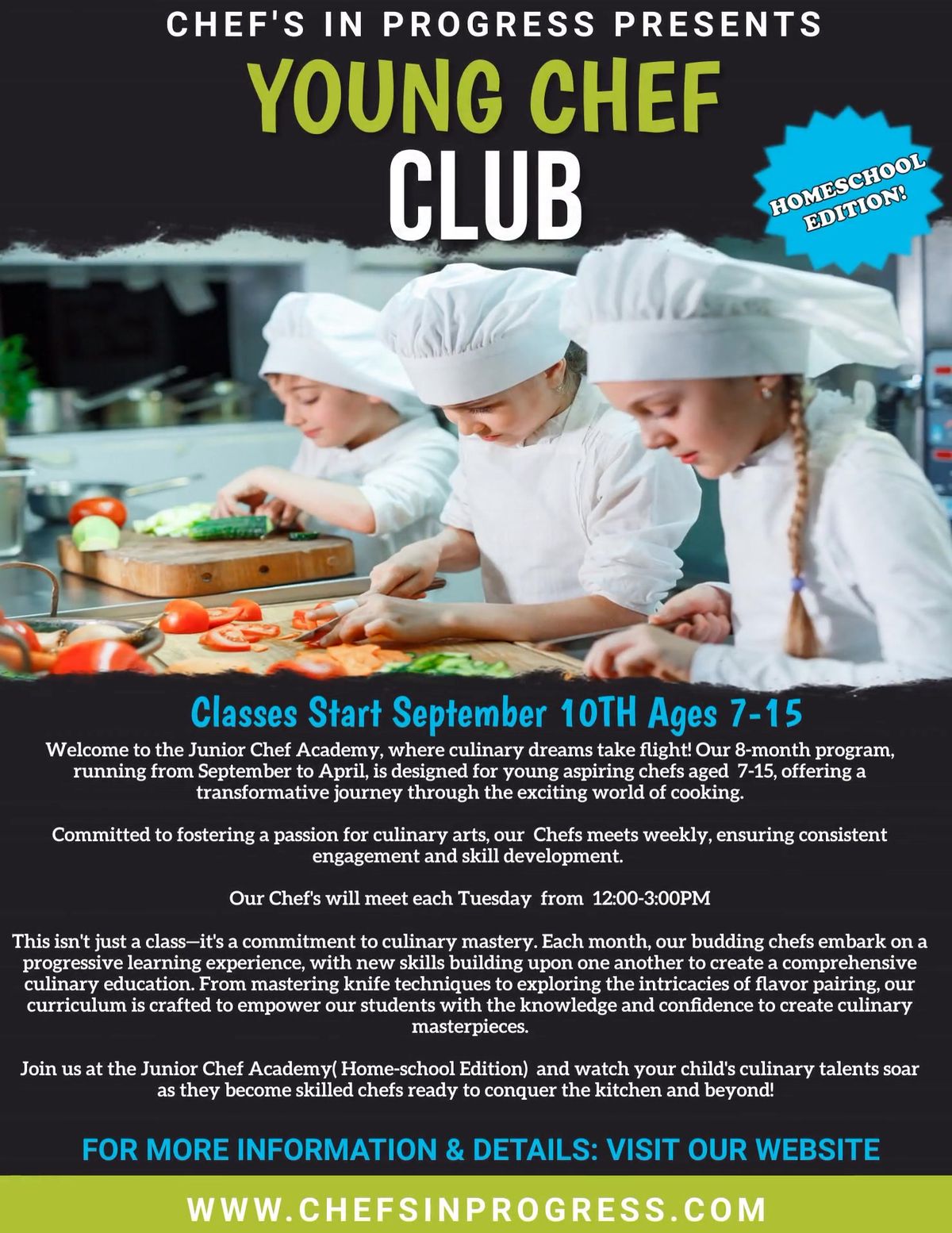 YOUNG CHEF CLUB ( HOME-SCHOOL EDITION MEETING EVERY TUESDAY)