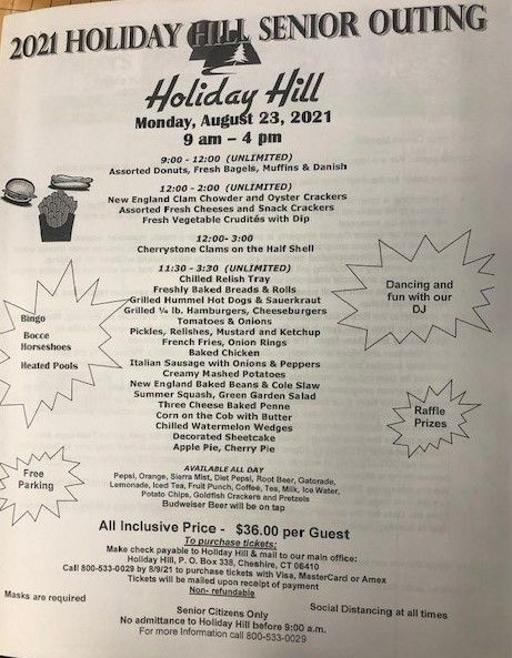 Holiday Hill Annual Statewide Senior Outing