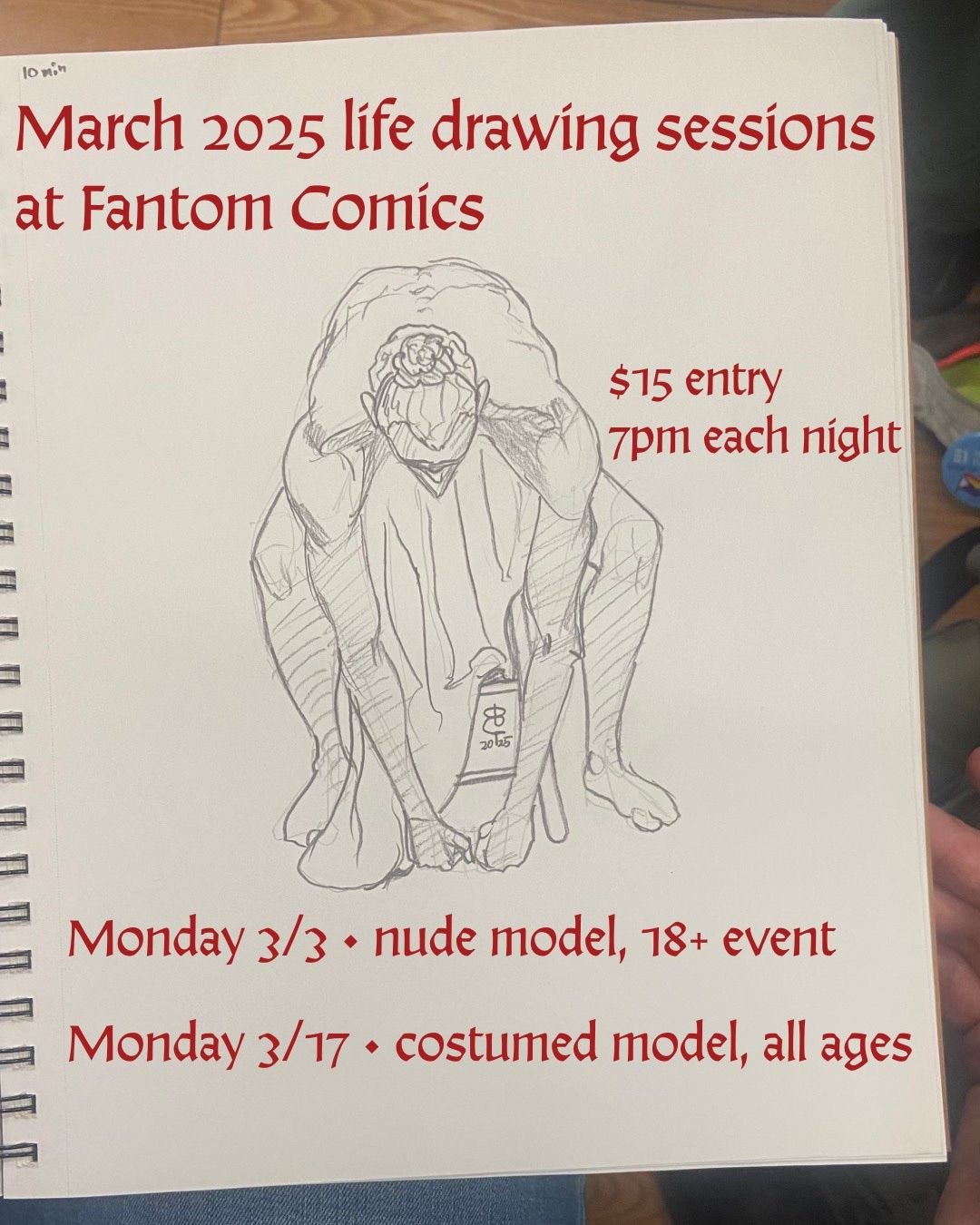 Life drawing session: costumed model (all ages)