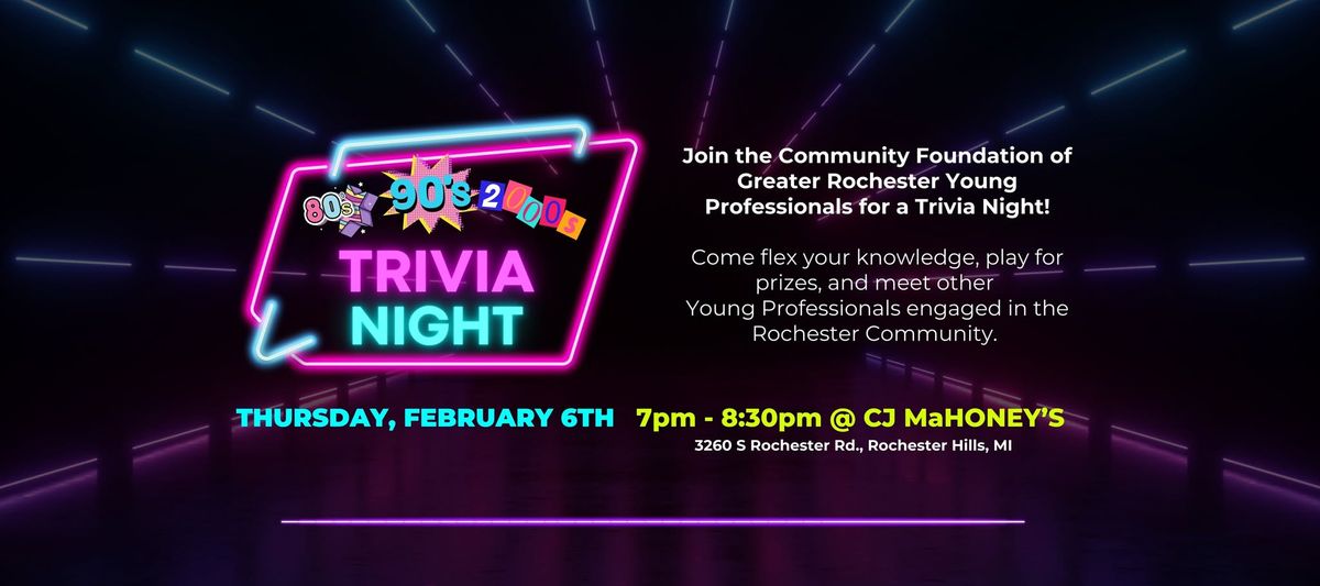 '80s, '90s, & 2000s Trivia Night, hosted by CFGR Young Professionals Group