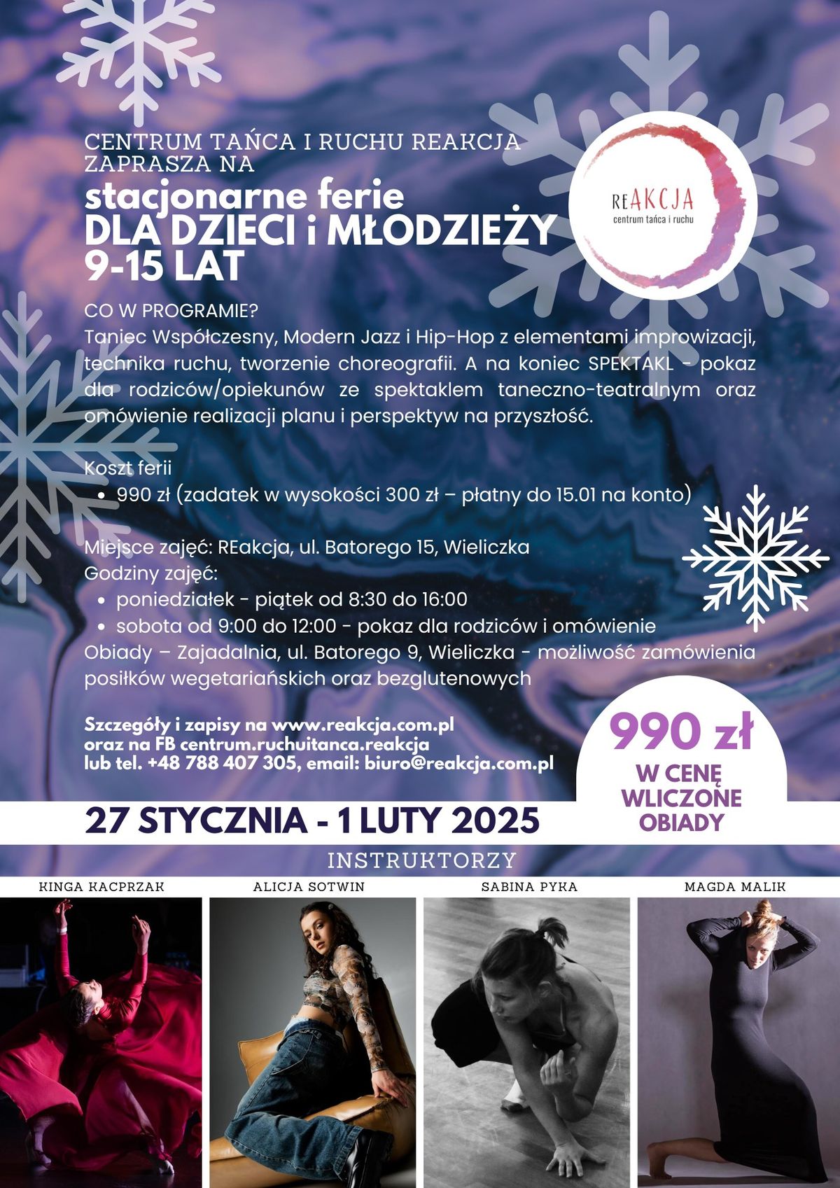 Stacjonarne Ferie Zimowe z REakcj\u0105 (9-15 lat) 27 stycznia - 1 luty 2025 w godz. 8:30-16:00