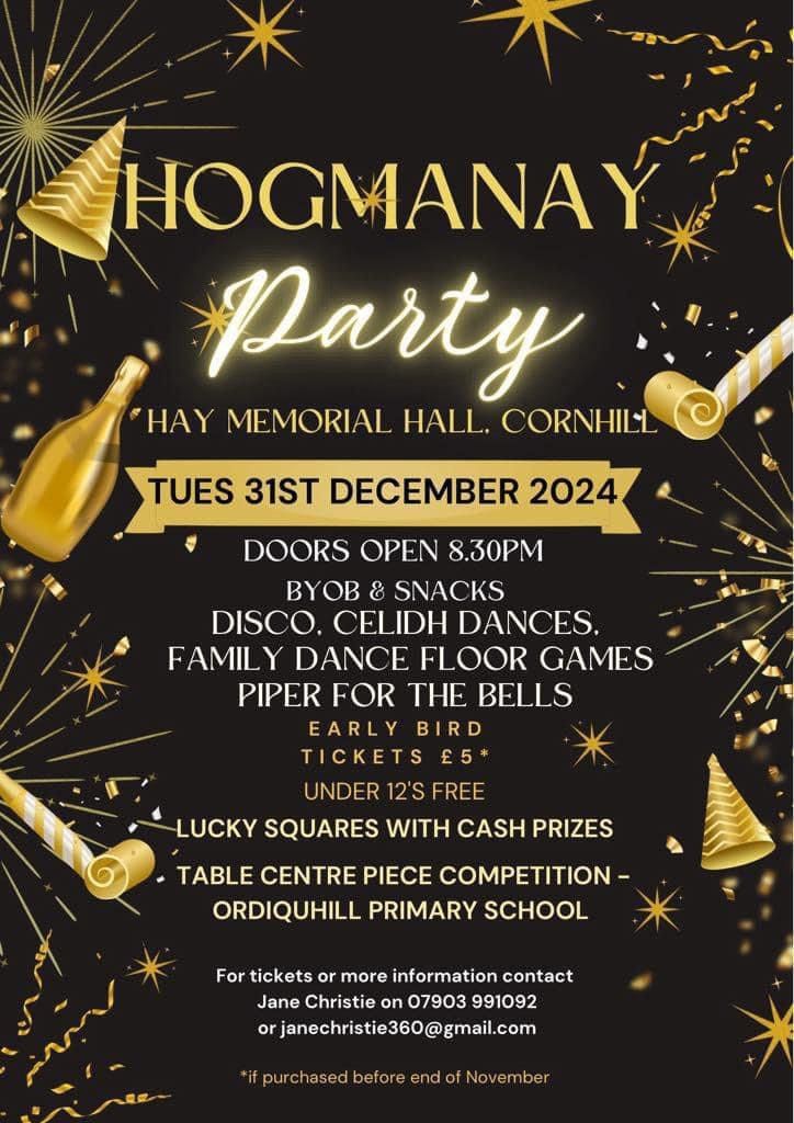 Hogmanay party Hay Memorial Hall Cornhill 