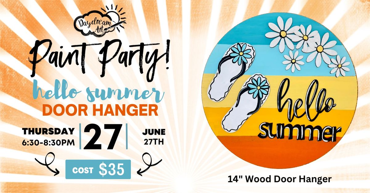 Hello Summer Wood Door Hanger Paint Party